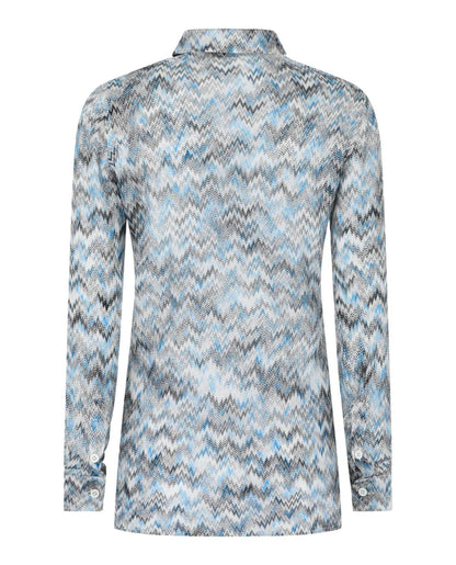 Women's Sheer Chevron Print Button-up Shirt