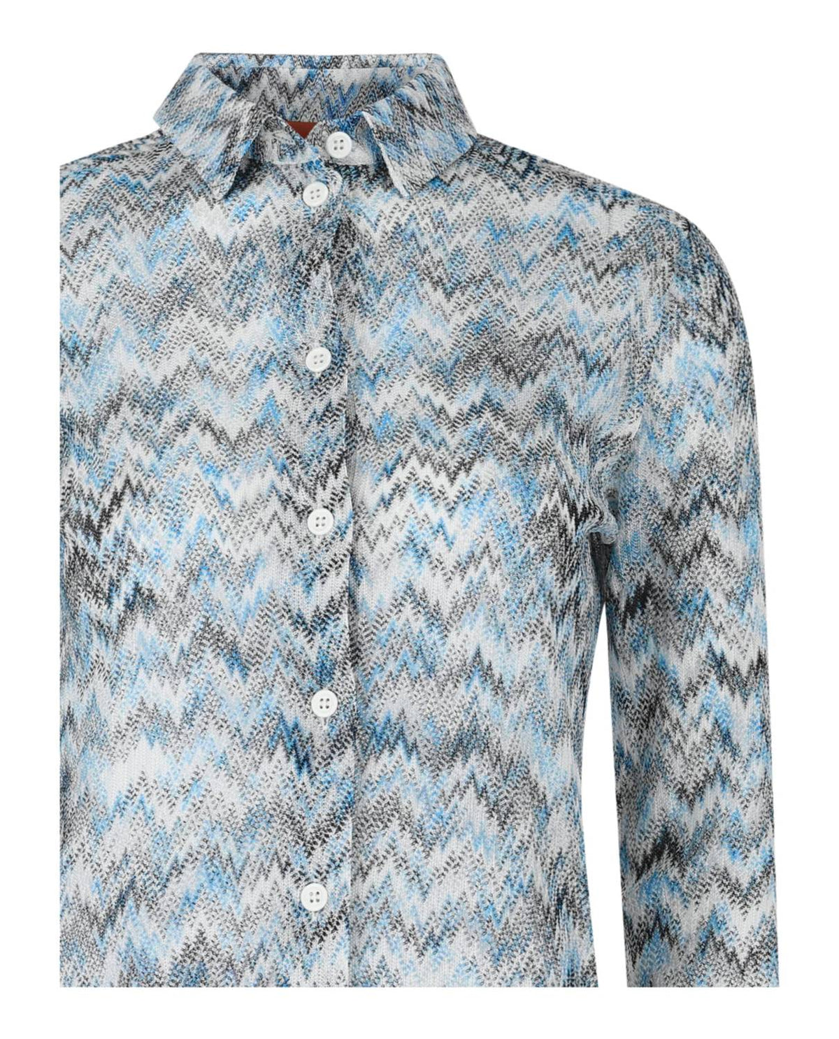 Women's Sheer Chevron Print Button-up Shirt