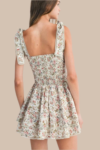 Flirty Floral Ruched Mini Dress