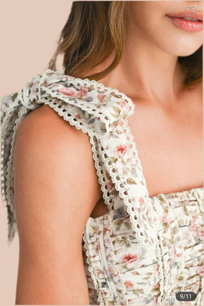 Flirty Floral Ruched Mini Dress