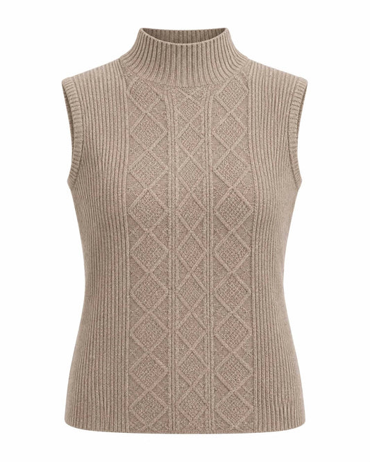 Modern Mock Neck Cable-knit Sweater Vest