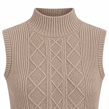 Modern Mock Neck Cable-knit Sweater Vest