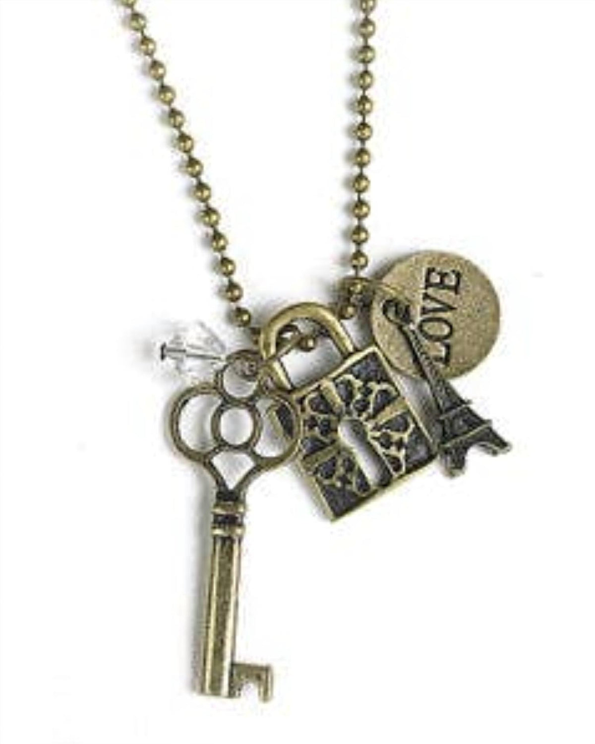 Women's Monarch Five-charm Beaded Necklace With Eiffel Tower & Key