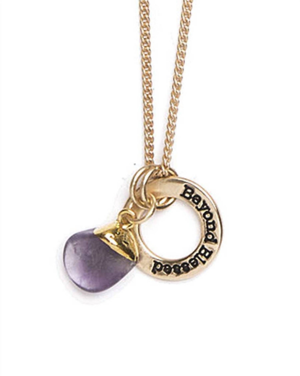 Women's Natural Amethyst Necklace With Beyond Blessed Charm