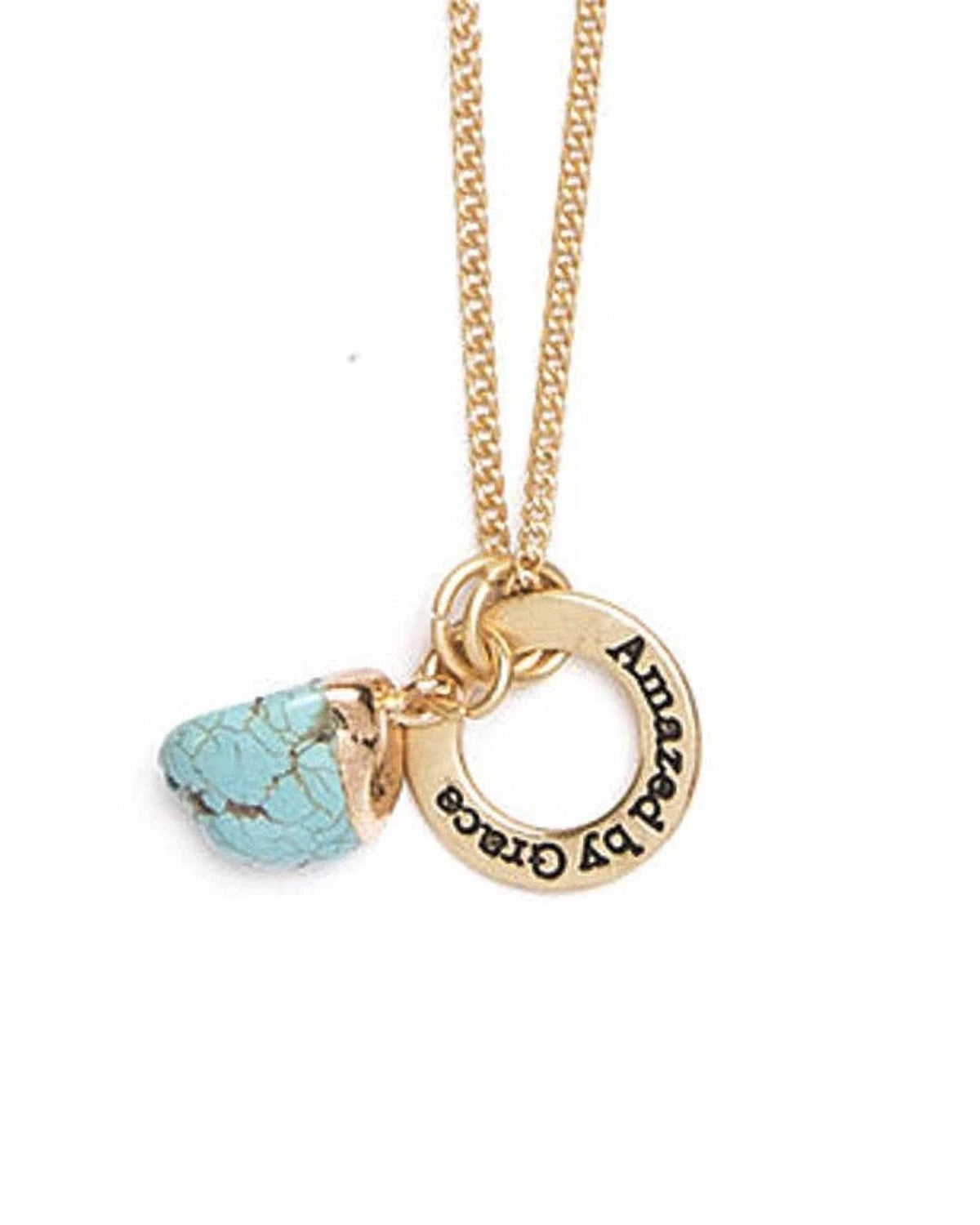 Women's Natural Nugget Necklace With Amazed By Grace Charm
