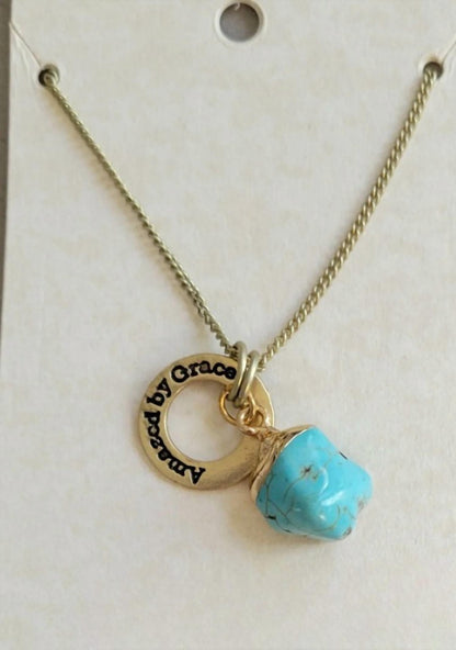 Women's Natural Nugget Necklace With Amazed By Grace Charm