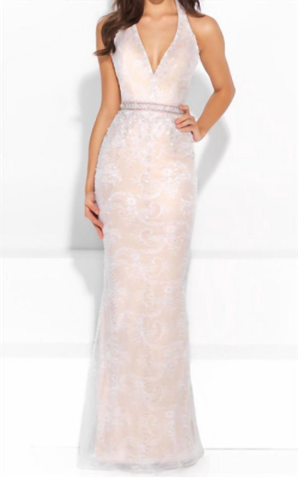 Halter Pearl Beaded Gown