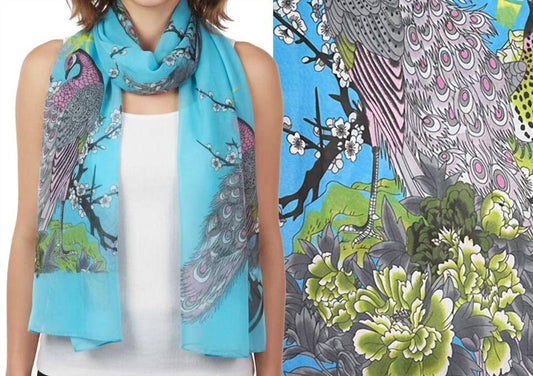 Magic Scarf Women's Silky Dress Scarf in Peacock Turquoise