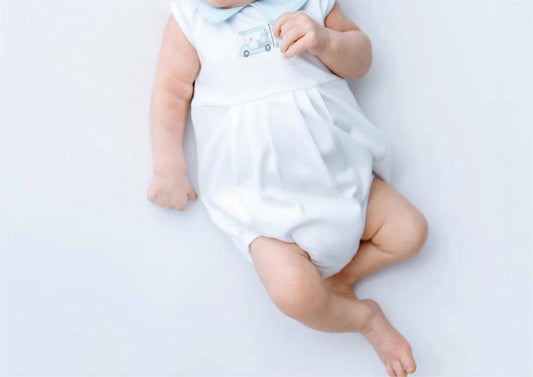 Magnolia Baby Boy's Little Golfer Collared Sleeveless Short Playsuit in Light Blue