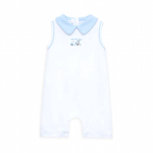 Magnolia Baby Boy's Little Golfer Collared Sleeveless Short Playsuit in Light Blue - view 2