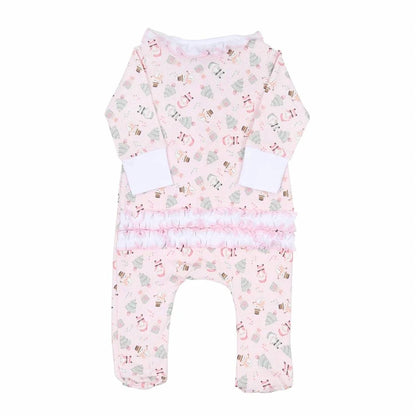 Kid's Sweet Christmas Ruffle Footie