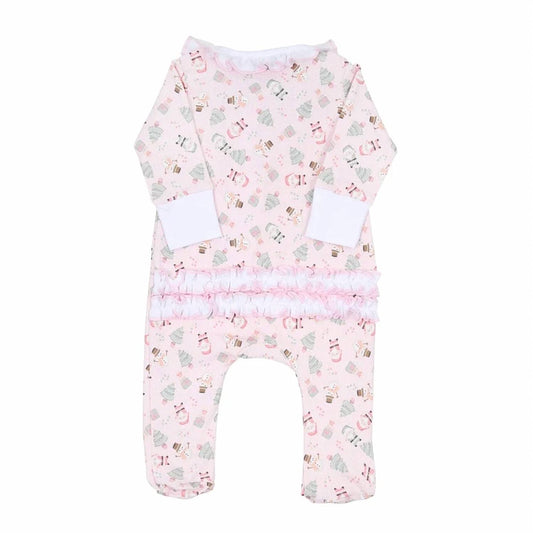 Kid's Sweet Christmas Ruffle Footie