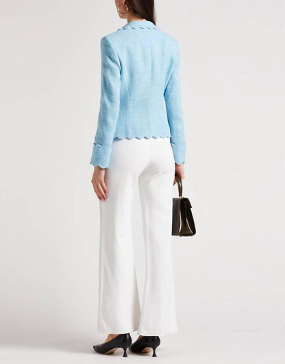 Scalloped Cotton-blend Two-button Tweed Jacket