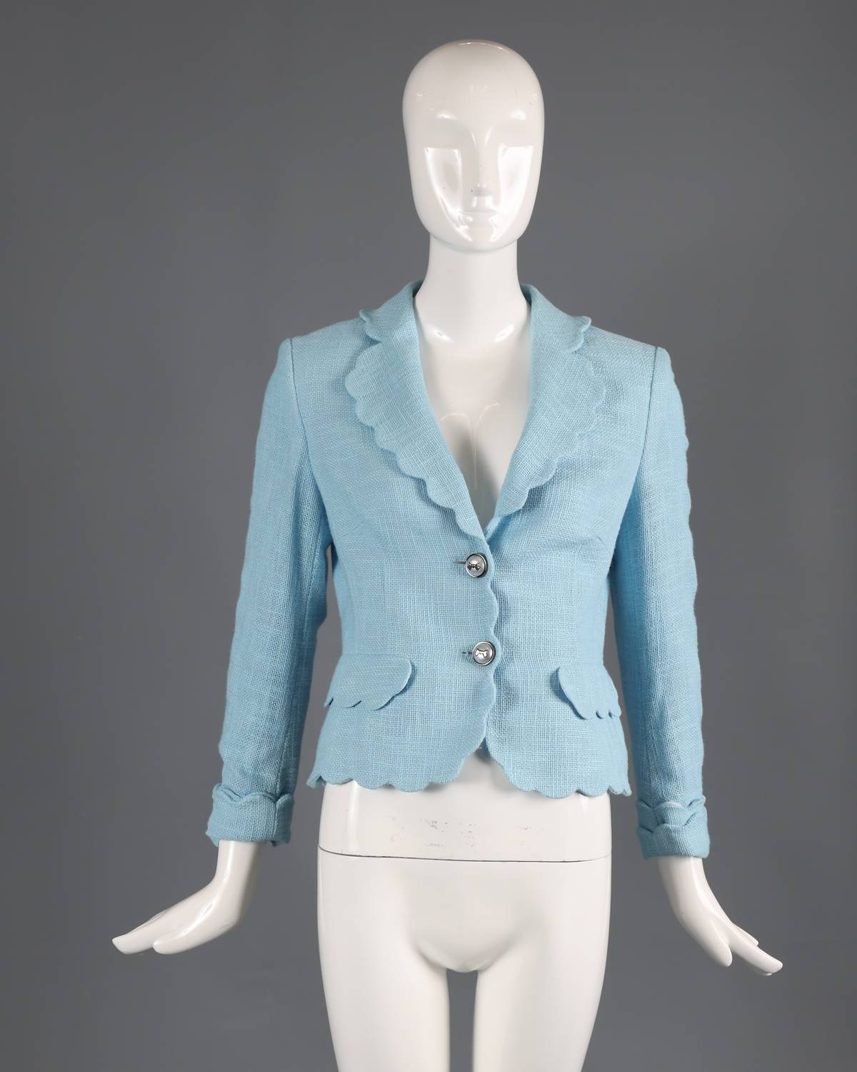 Scalloped Cotton-blend Two-button Tweed Jacket