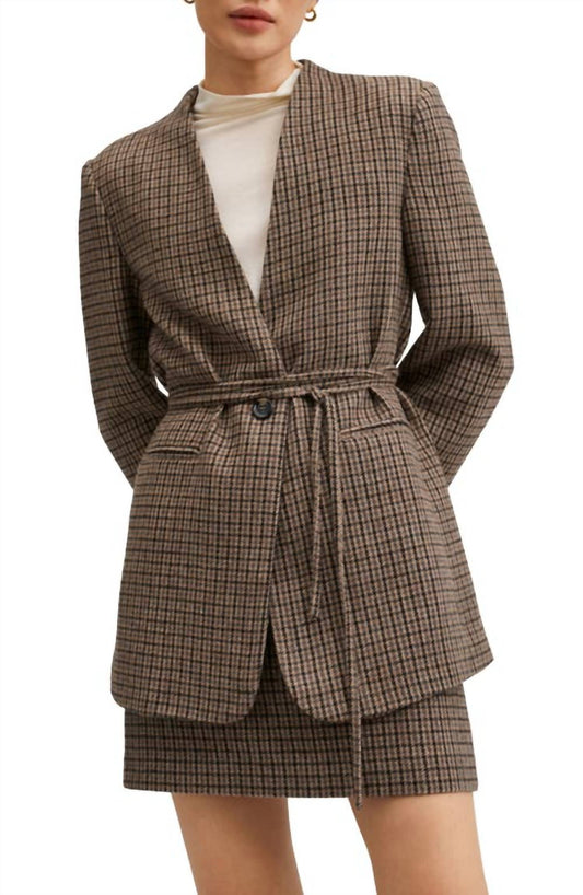 Women's Belted Check Blazer