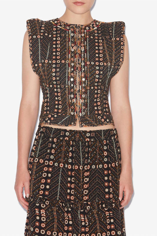 Pre-loved Cerza Printed Cropped Cardigan Vest