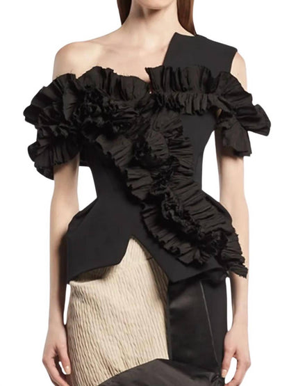 Dark Rose Ruffled Top