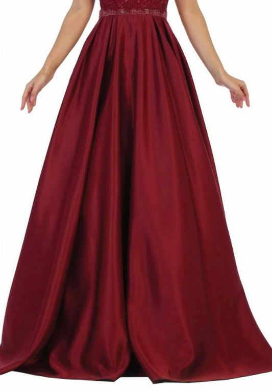 Embellished Bateau Pleated Ballgown