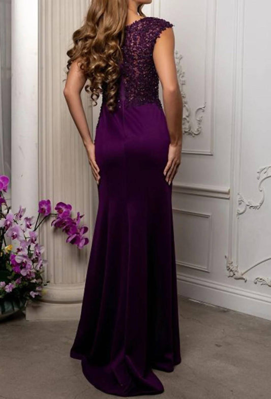 Embroidered Sheath Gown - Plus