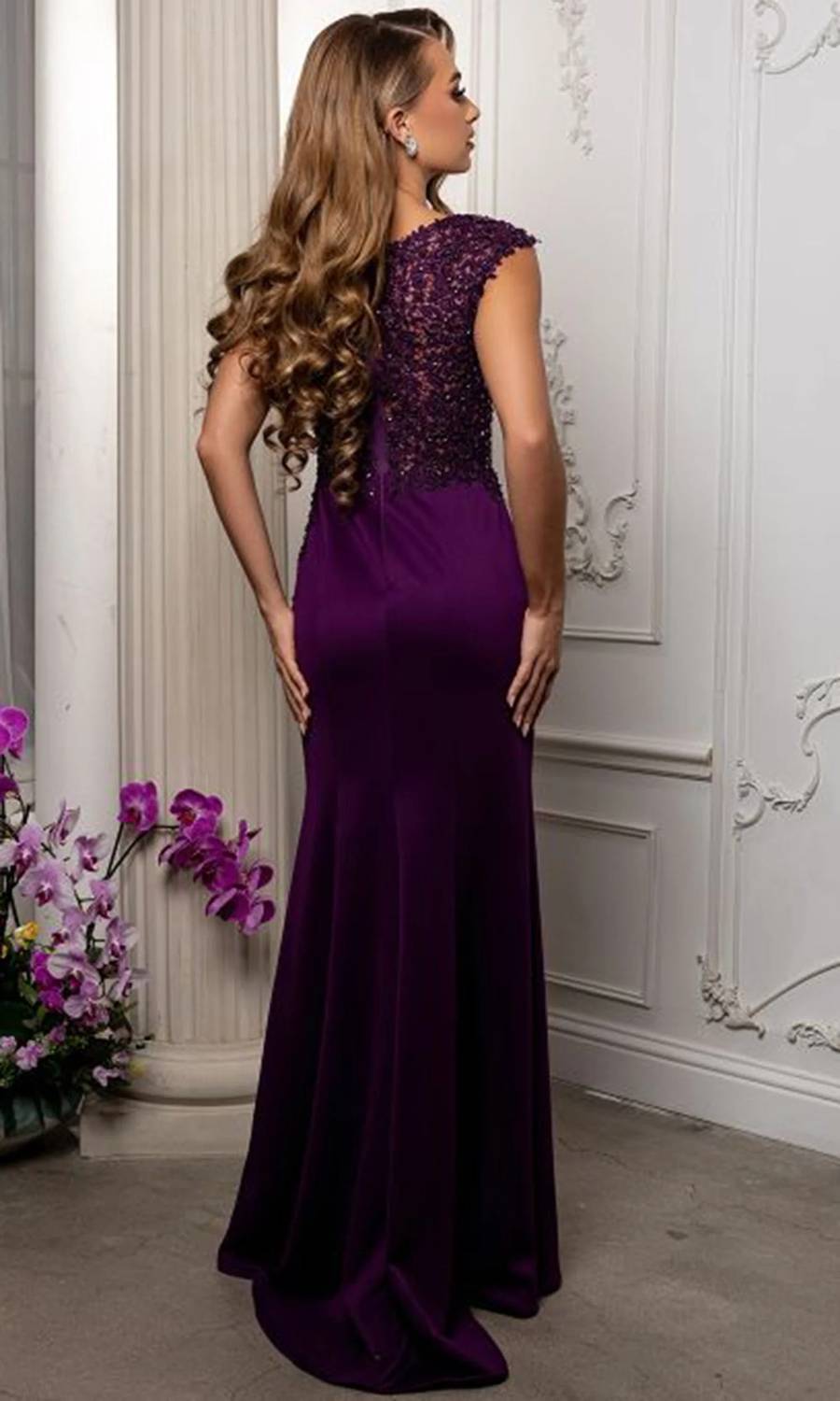 Embroidered Sheath Gown - Plus