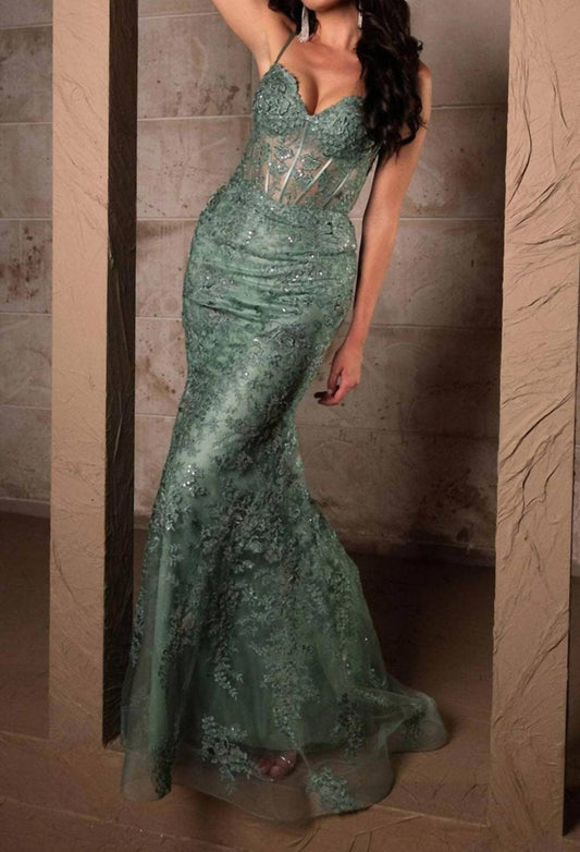 Embroidered Sleeveless Gown