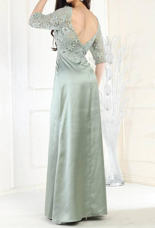 Floral Lace Column Long Gown