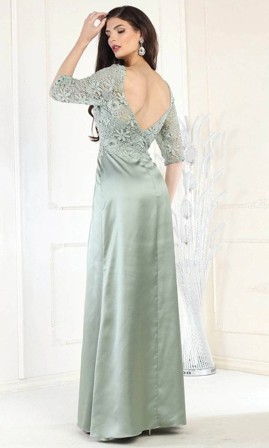 Floral Lace Column Long Gown