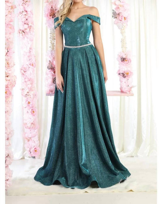 Glitter Off Shoulder Maxi Dress