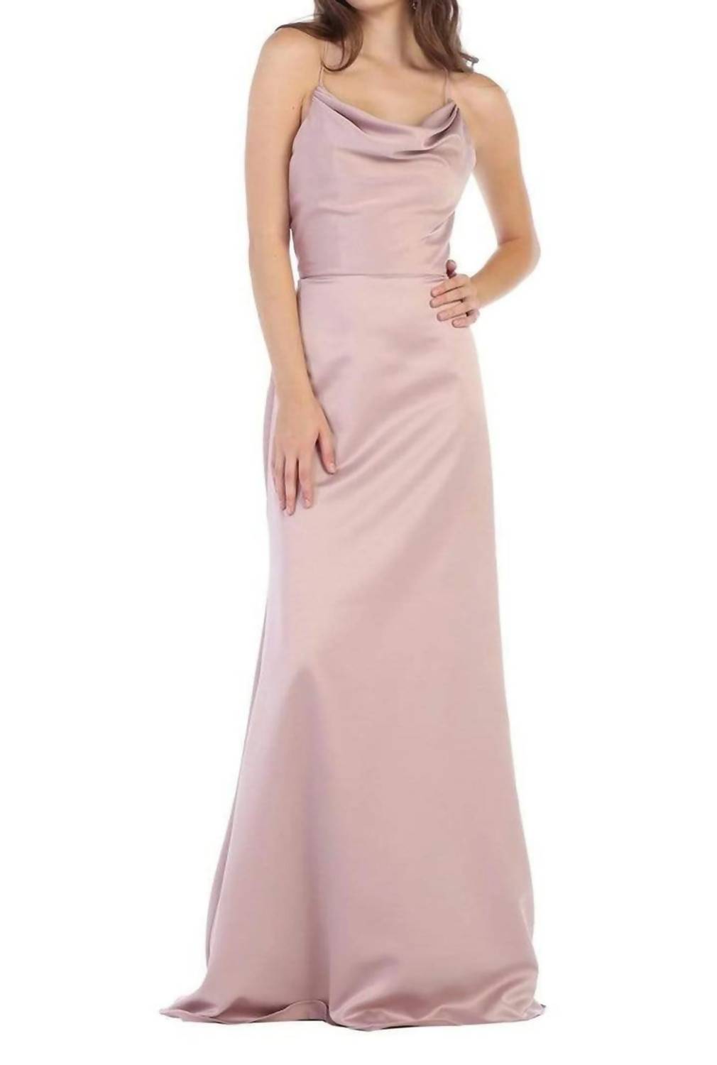 Halter Neck Strappy Back Satin A-line Gown