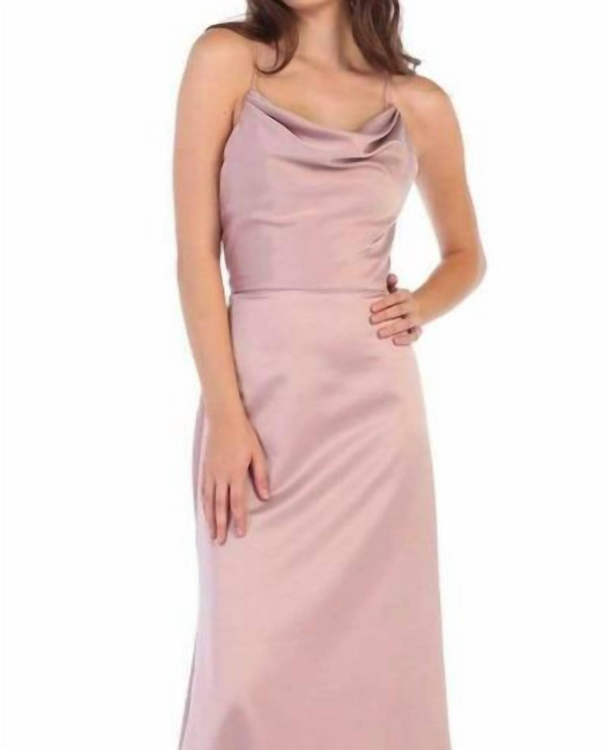 Halter Neck Strappy Back Satin A-line Gown