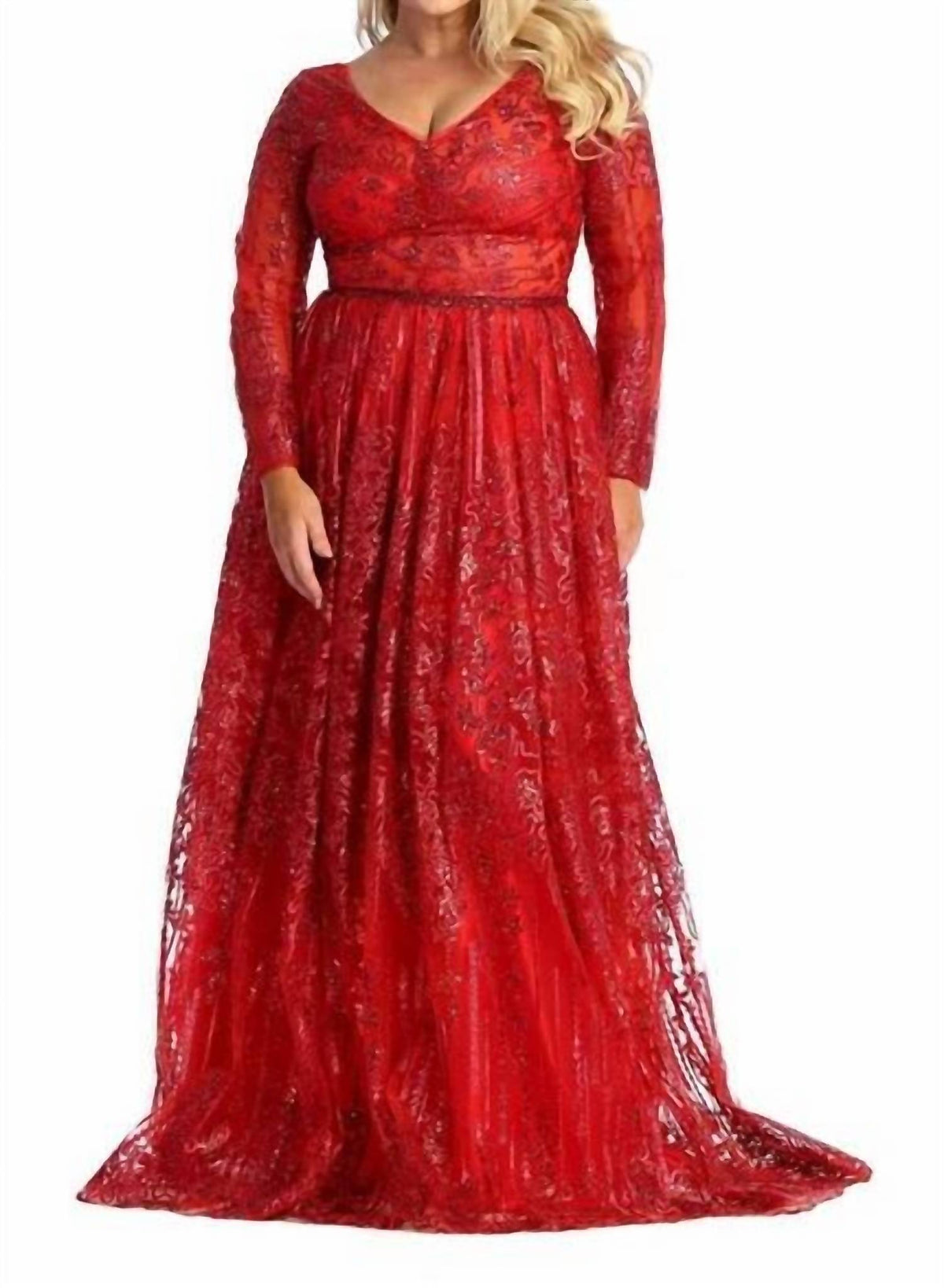 Long Sleeve A-line Formal Maxi Dress