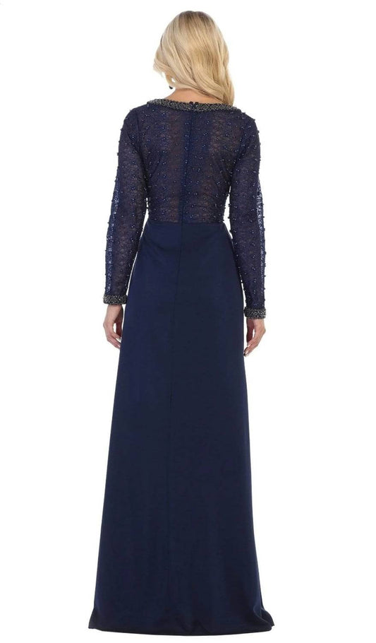 Long Sleeve Column Formal Maxi Dress - Plus