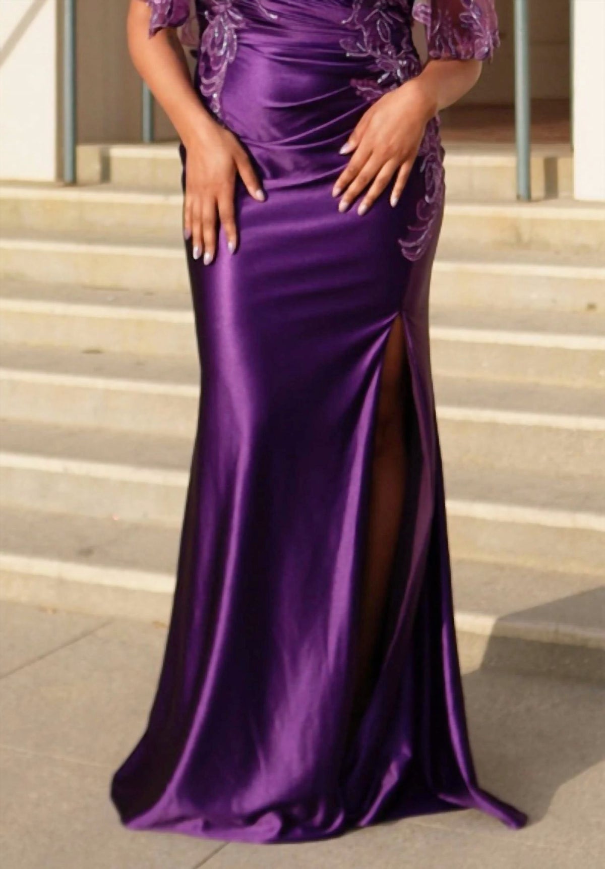 Sheer Sleeve Sheath Gown