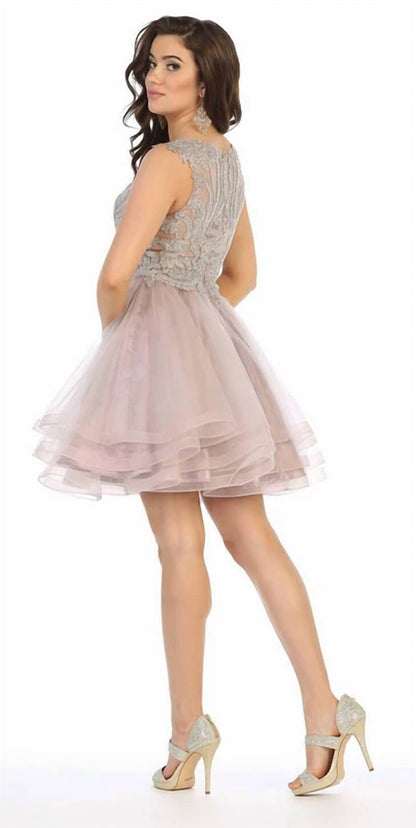 Sleeveless Tiered Cocktail Mini Dress