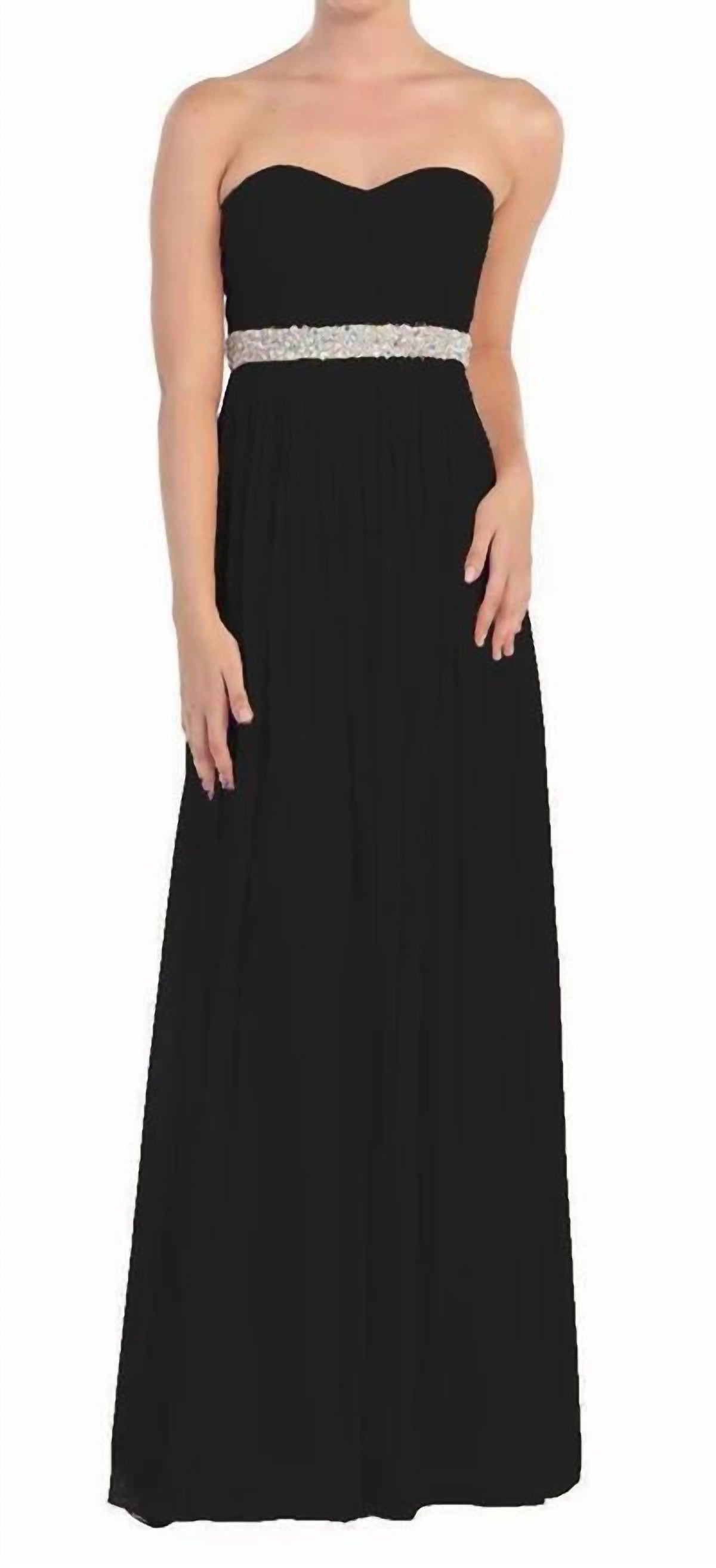Strapless Bejeweled A-line Gown