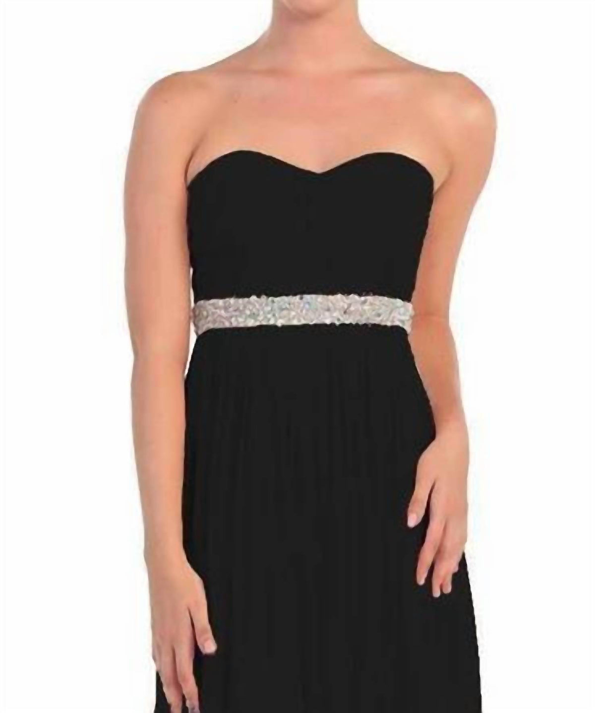 Strapless Bejeweled A-line Gown