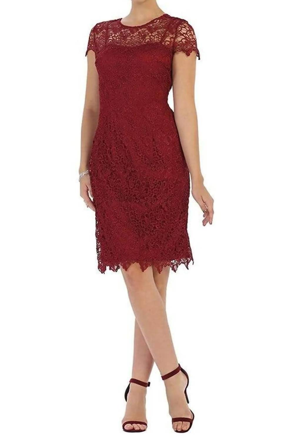Stylish Cap Sleeve Lace Formal Midi Dress