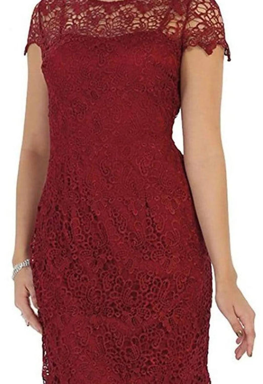 Stylish Cap Sleeve Lace Formal Midi Dress