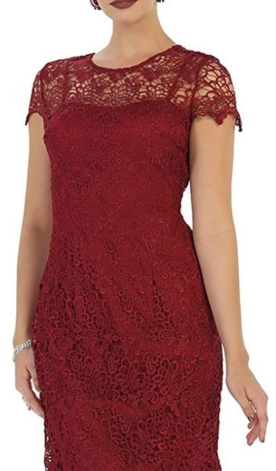 Stylish Cap Sleeve Lace Formal Midi Dress