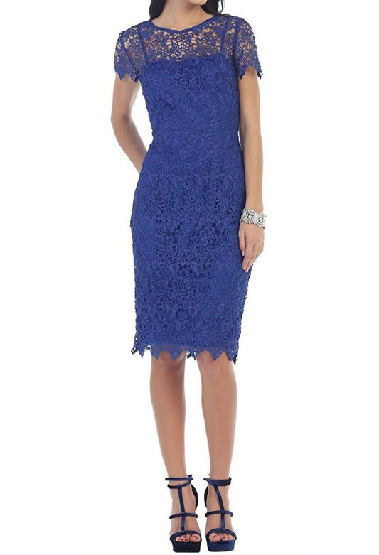 Stylish Cap Sleeve Lace Formal Midi Dress