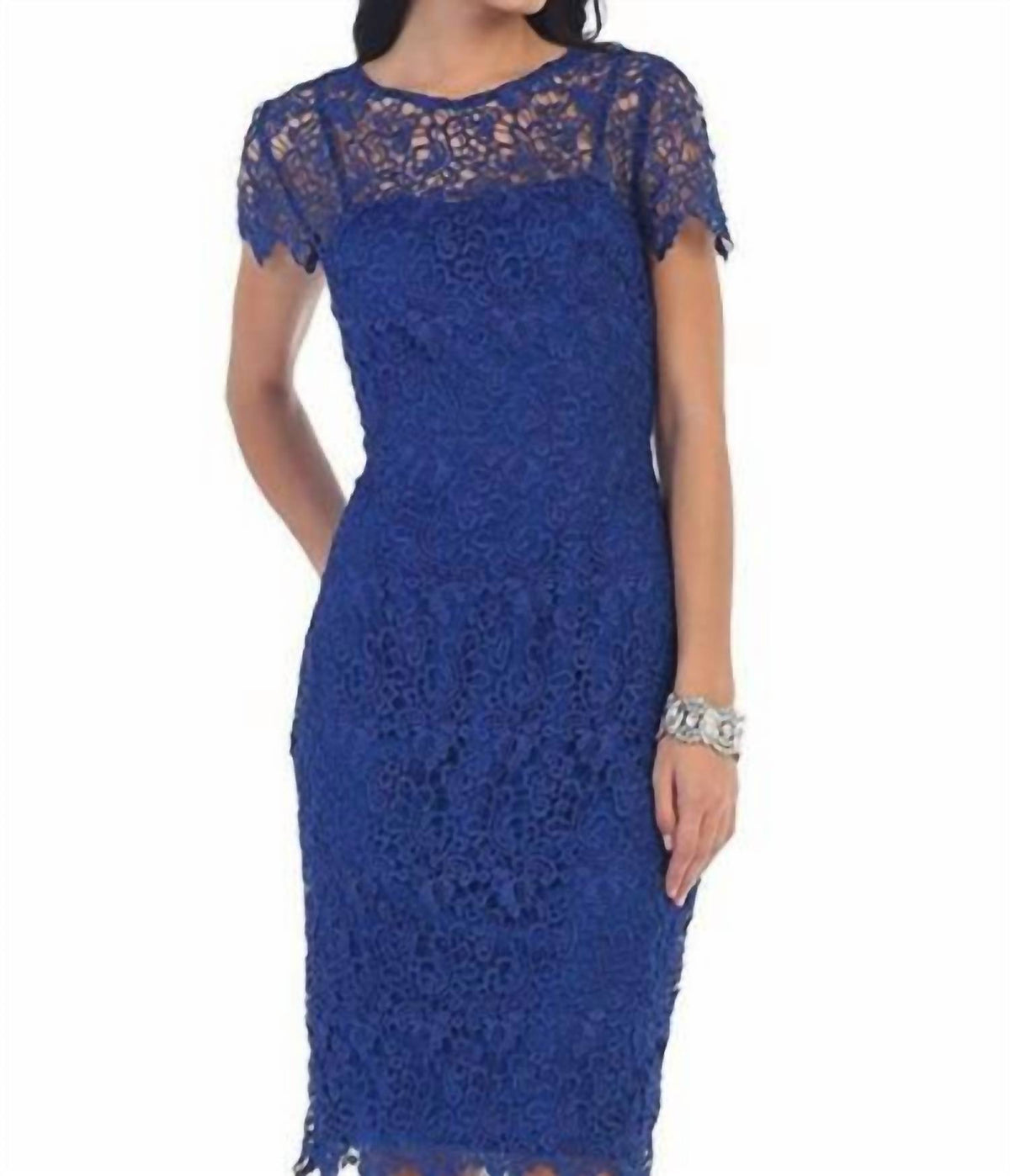 Stylish Cap Sleeve Lace Formal Midi Dress