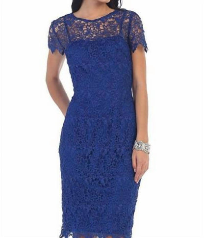 Stylish Cap Sleeve Lace Formal Midi Dress