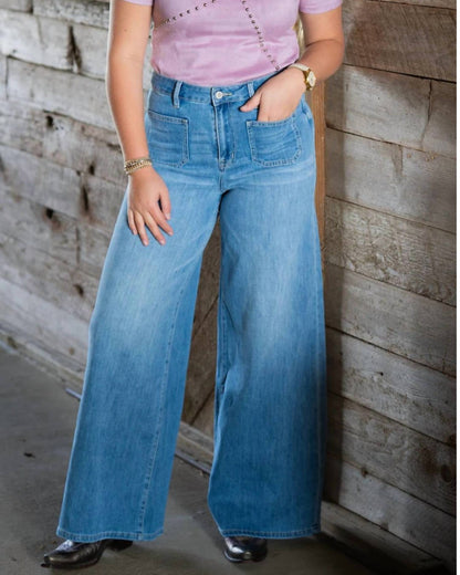 Front Pocket Wide Leg Jeans