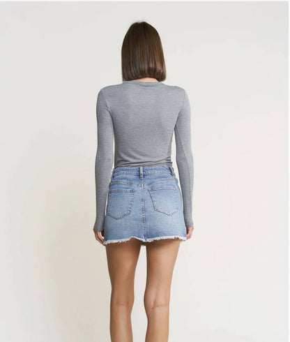 High Rise Denim Mini Skirt