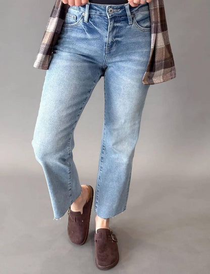 Mid Rise Ankle Straight Denim Jeans