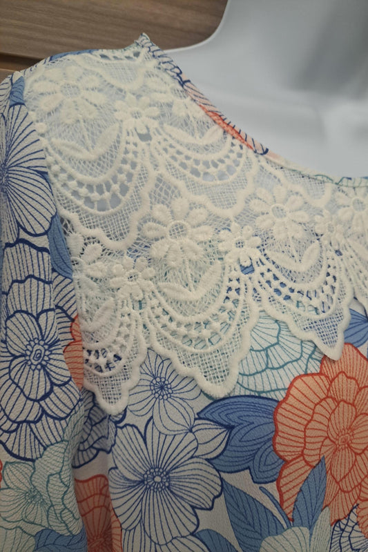 Women's Floral Lace 3/4 Sleeve Top