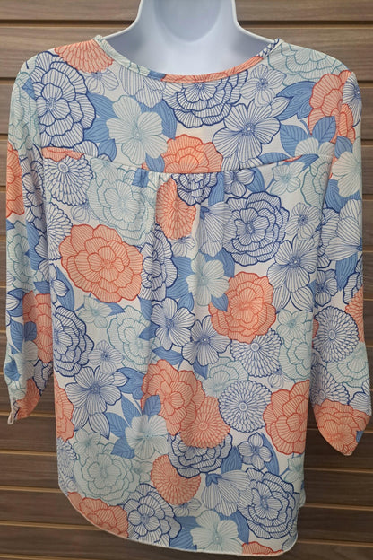 Women's Floral Lace 3/4 Sleeve Top