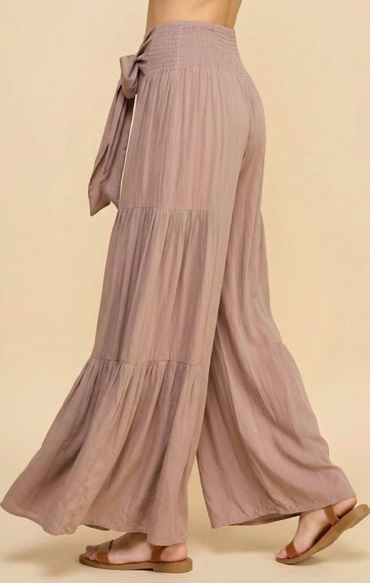 Solid Front Tie Wide Leg Pants