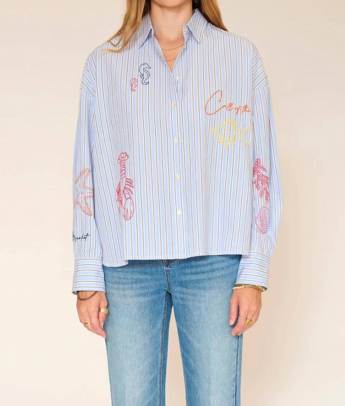 Christobel Striped Embroidered Blouse Shirt
