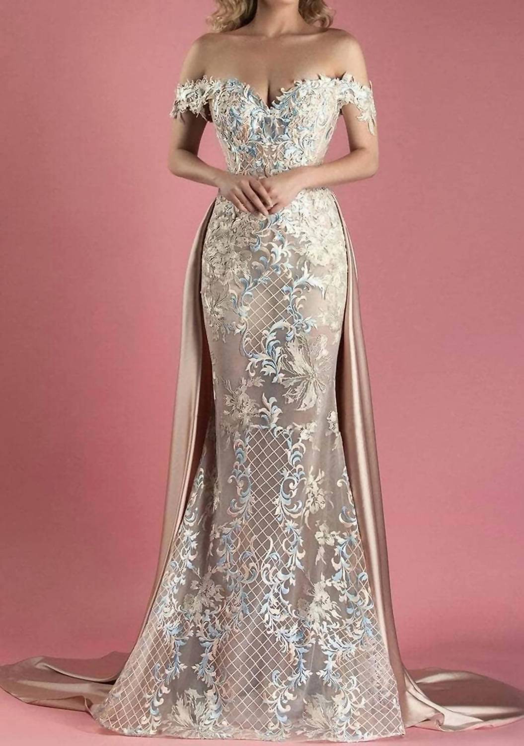 Applique Embellished A-line Gown